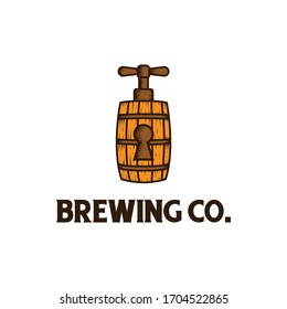 Simple Barrel Key Logo Design For Brewing Industry
