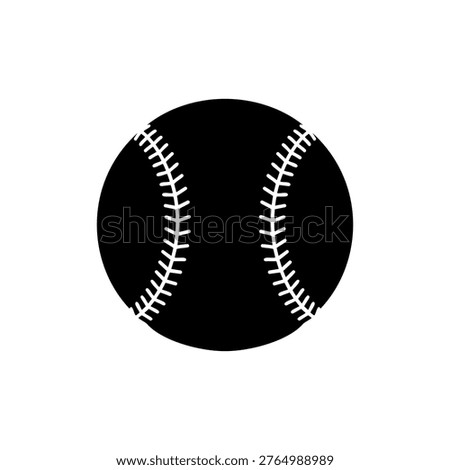 Simple baseball ball silhouette vector flat illustration design.