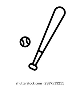 Simple baseball bat and ball icon. Vector.