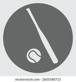 Simple baseball bat and ball icon on a minimalistic background.