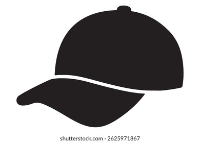 Simple baseball cap icon silhouette on white.