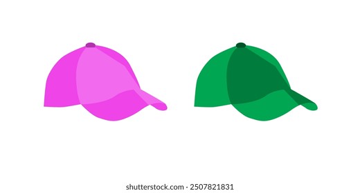 Simple baseball cap vector icon set. Sport cap line icon pictogram in filled and outlined style.