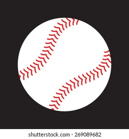 Simple Baseball with Red Stitches vector icon