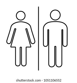 Simple basic icon sign for men's and women's toilets. Vector illustration.