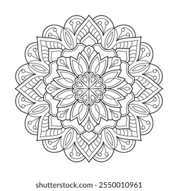 Mandala simples e básica página de livro de colorir para crianças. Fácil Mandala colorir páginas do livro para adultos para relaxar, experiências dar alívio. Arquivo de vetor redimensionável