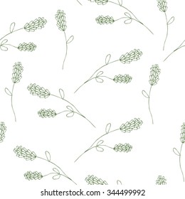 Simple basic pattern with herbs and seasonings, vector textile design.