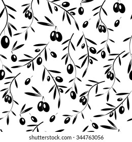 Simple basic pattern with olive brunches, vector textile design.