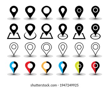 Simple basic set of location pin icons, vector Template.