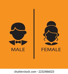 Simple basic sign icon for male and female toilets. Vector illustration.