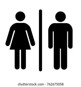 Простой базовый знак значок мужской и женский туалет. Векторная иллюстрация.