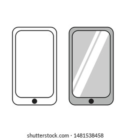 simple basic technology icon of a mobile phone with grey color vector