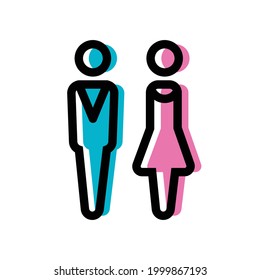 Iconos simples básicos de señalización de inodoro. Símbolos de ilustración gráfica vectorial. 