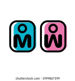 Simple basic toilet sign icons. Vector graphic illustration symbols. 