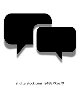 Simple and basic vector icon of communicating or chatting vector icon in black with shadow effect and white background for your project.