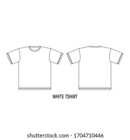 Simple basic vector white t-shirt front and back for visualization