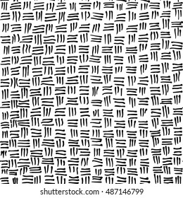 Simple basket weave ink hatching. Hand drawn vector seamless pattern