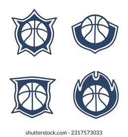 simple basketball logo set.vector logo on white background