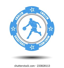 Simple basketball team emblem. Vector illustration.