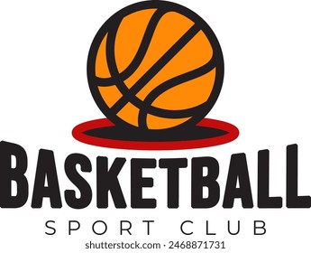 Simple basketball team logo illustration design. Classic basketball sport team badge design.