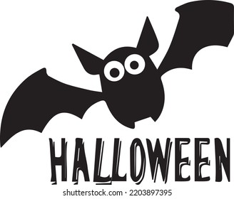 Simple bat design with a Halloween message under