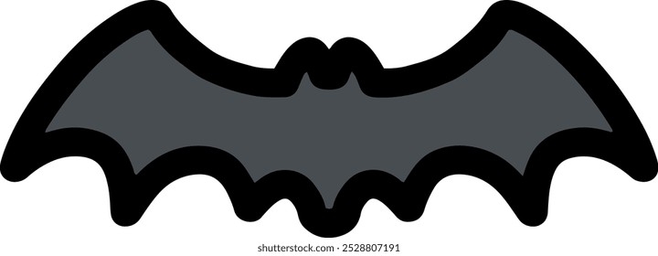 Simple bat icon with black lines, Halloween concept.