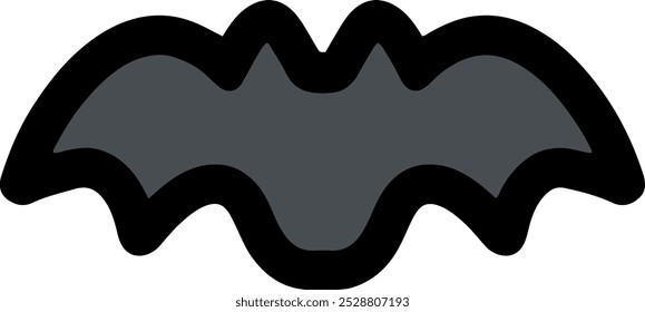 Simple bat icon with black lines, Halloween concept.