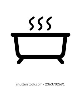 Simple bathtub icon with steam. Vector.