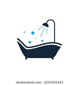 Simple Bathtub Logo Design Isolated on White Background.