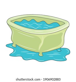 Einfache Bathtub-Vektorgrafik, Piktogramm in Line-Art-Stil einzeln auf Weiß