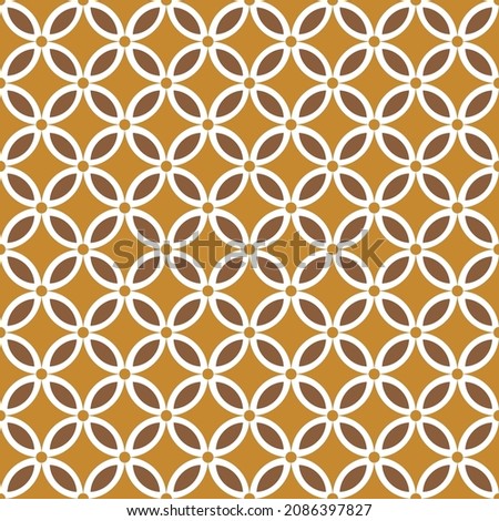 Simple Batik Kawung Traditional Batik Pattern From Yogyakarta, Indonesia. Javanese Seamless Pattern Vector. Brown and white Batik.