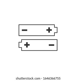 Un simple icono blanco y negro de la batería que es bueno para la interfaz de teléfono o manuales. Ilustración vectorial de material aislada en fondo blanco.
