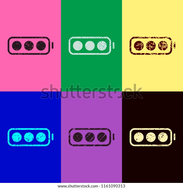 Simple Battery Full Level Pop Art Signs Symbols Stock Image