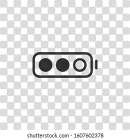Simple battery, half level. Black symbol on transparency grid