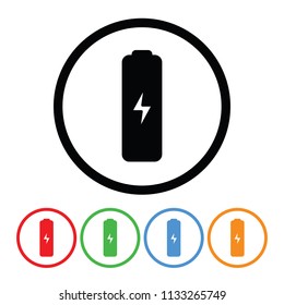 Simple battery icon electronics symbol vector with four color variations