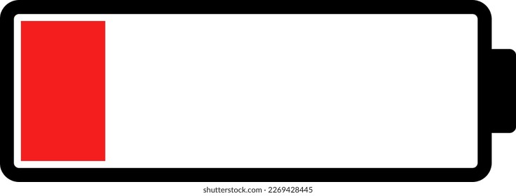 Icono de batería simple que indica una batería baja