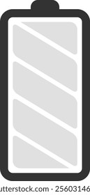 Simple battery icon representing a medium charge level, showcasing a moderate power status. Ideal for user interfaces and power indicators in electronic devices and applications