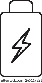 Simple battery icon showing electric charge symbolizing clean energy storage concept with transparent background