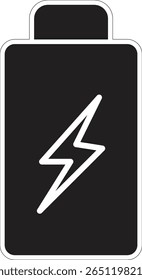 Icono simple de la batería que muestra el Recargo eléctrico que simboliza el concepto de almacenamiento de energía limpia con fondo transparente