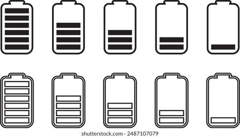 simple battery indicator icon set battery capacity charge load icons set flat style