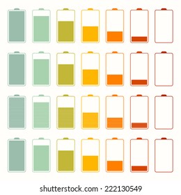 Simple Battery Life Icon Set Set Isolated on White Background 