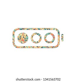 Simple battery, low level. Colored mosaic with polygons