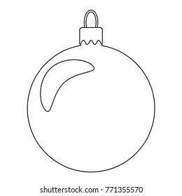 Simple Bauble outline for christmas tree isolated on white background
