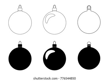 Simple Bauble silhouette set for christmas tree isolated on white background
