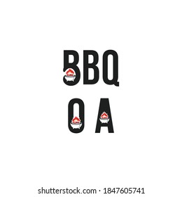 Simple BBQ grill logo vector with initial concept for online apps. Barbecue ( barbeque ) rustic label stamp illustration design. For Restaurant or house party of grilling & smoking meat business brand