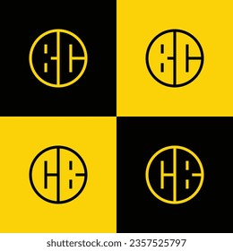 Conjunto simple de logotipos en círculo BC y CB, adecuado para negocios con BC o CB inicial.