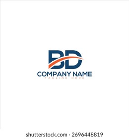 Simple BD lettermark with red curve design. Best for business, branding, corporate firm, or digital agency logo.