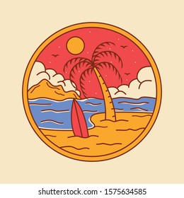simple beach badge design illustration