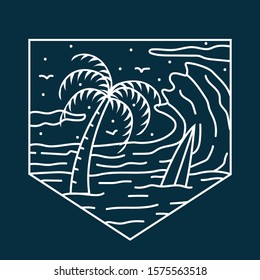 simple beach badge logo design illustration