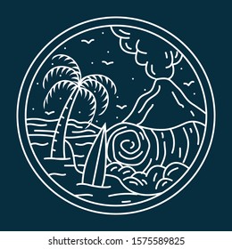 simple beach badge logo design illustration