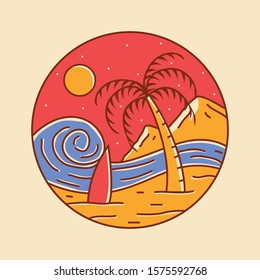 simple beach badge logo design illustration